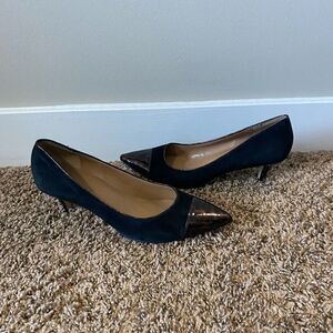 Talbots Vintage suede and cheetah kitten heel